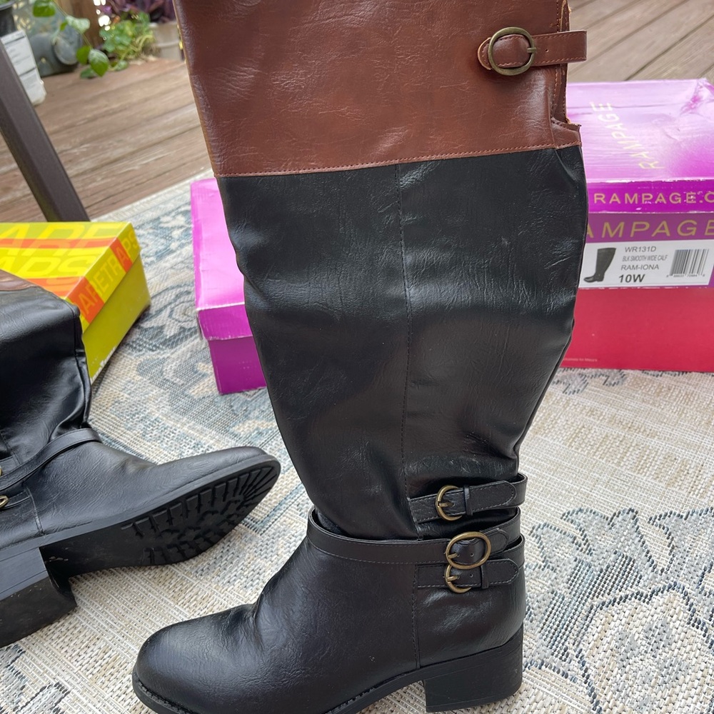 Rampage Black and Brown Knee-High Boots